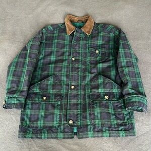 GAP Plaid Barn Coat with Brown Corduroy Collar